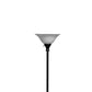 Benzara 70" 3-Way Black Metal Torchiere Floor Lamp With White Frosted Glass Shade