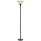 Benzara 70" 3-Way Dark Bronze Metal Round Torchiere Floor Lamp With White Frosted Glass Shade