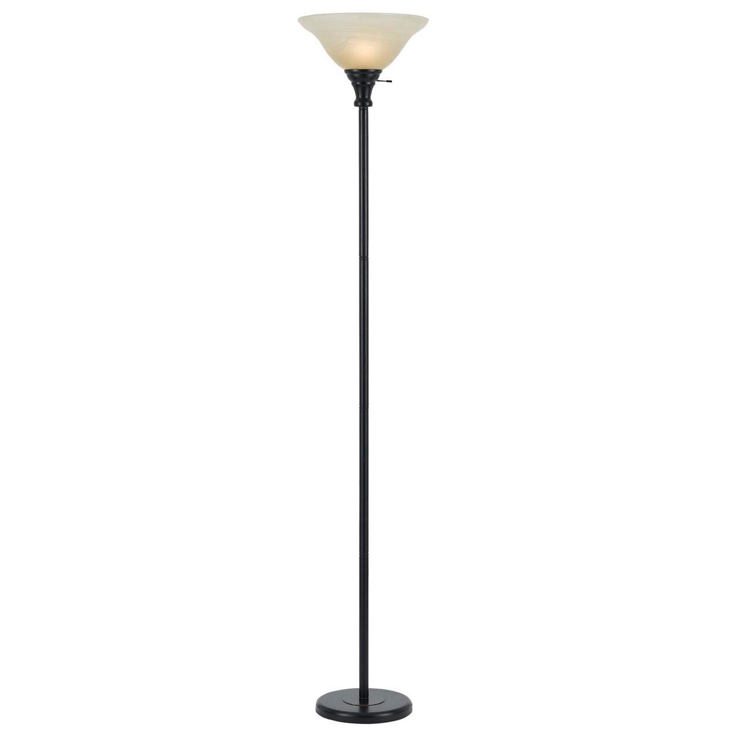 Benzara 70" 3-Way Dark Bronze Metal Round Torchiere Floor Lamp With White Frosted Glass Shade