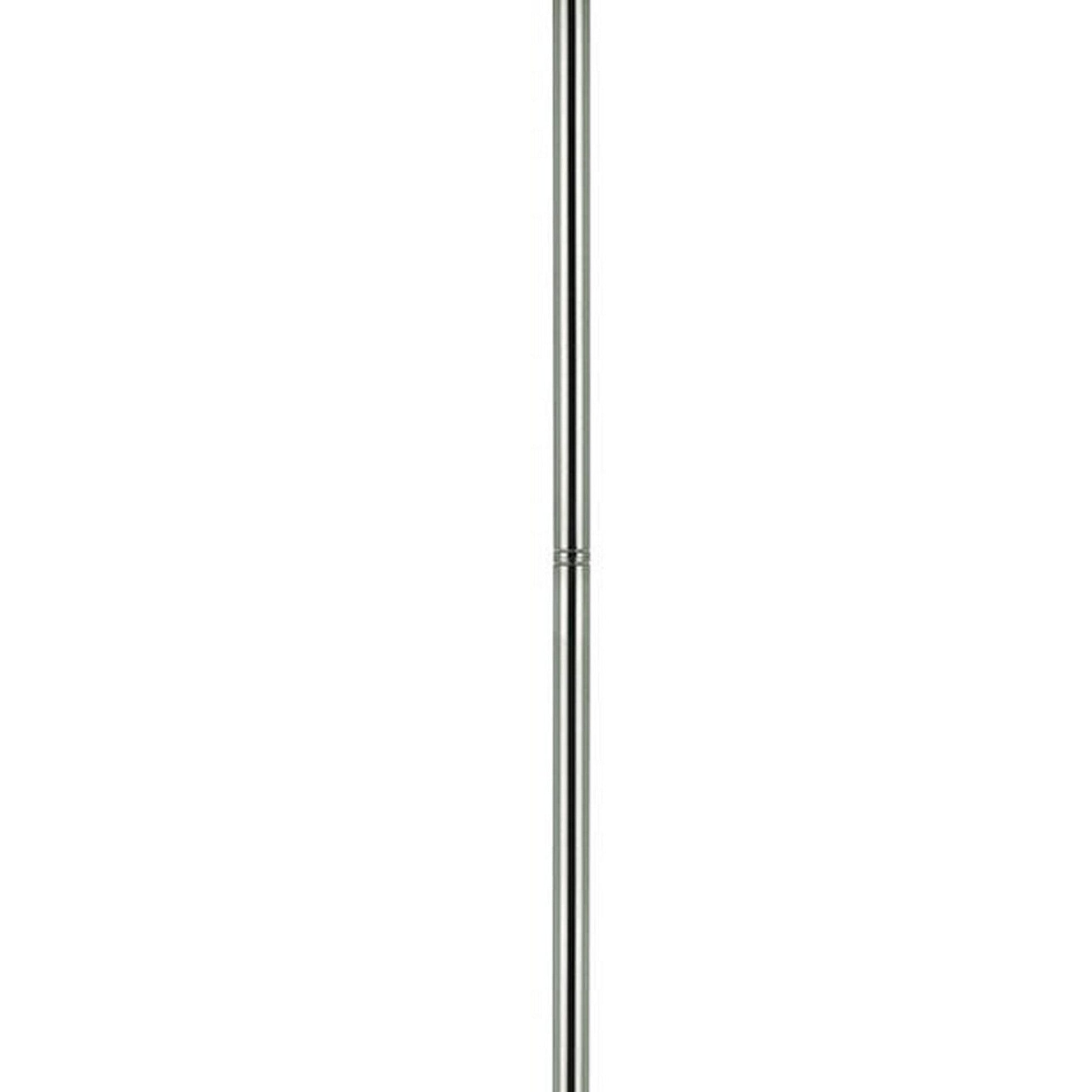 Benzara 70" 3-Way Silver Metal Round Torchiere Floor Lamp With White Frosted Glass Shade