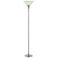 Benzara 70" 3-Way Silver Metal Round Torchiere Floor Lamp With White Frosted Glass Shade