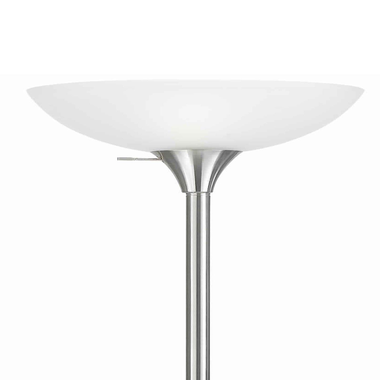 Benzara 70" 3-Way Silver Tubular Metal Body Torchiere Floor Lamp With White Frosted Glass Shade