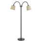 Benzara 80 Watt Black Metal Floor Lamp With Dual Gooseneck and Uno Style Shades