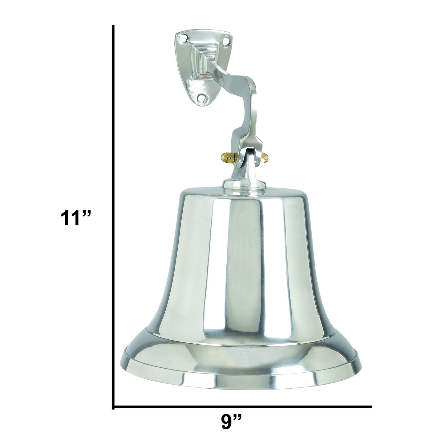 Benzara BM01814 Silver Classic Style Decorative Aluminum Bell With Wall Bracket