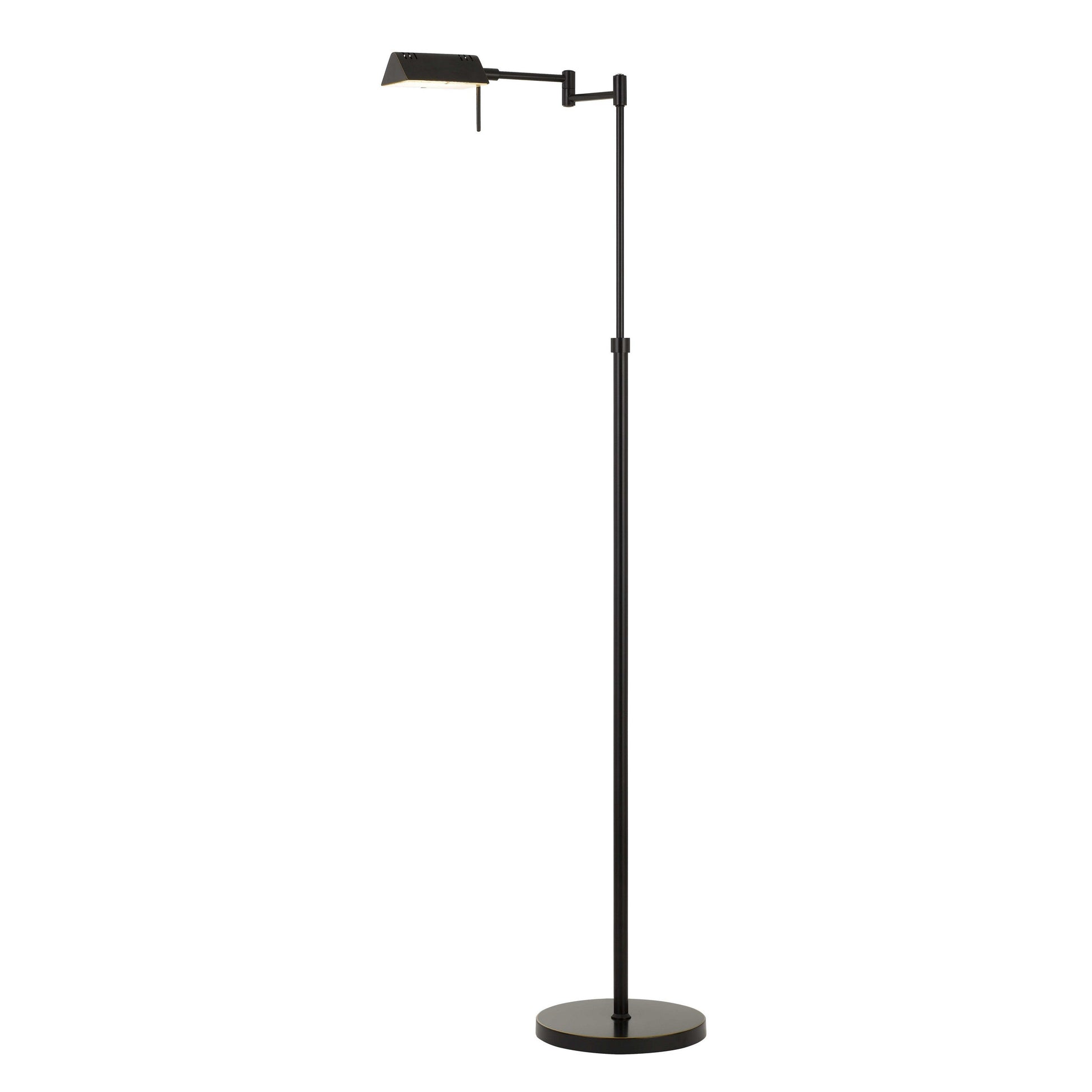 Benzara Black Adjustable Height Metal Floor Lamp With 10W Integrated LED and Swing Arm