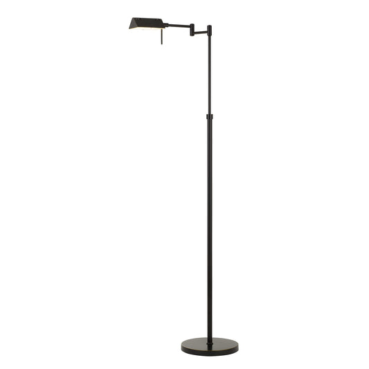 Benzara Black Adjustable Height Metal Floor Lamp With 10W Integrated LED and Swing Arm