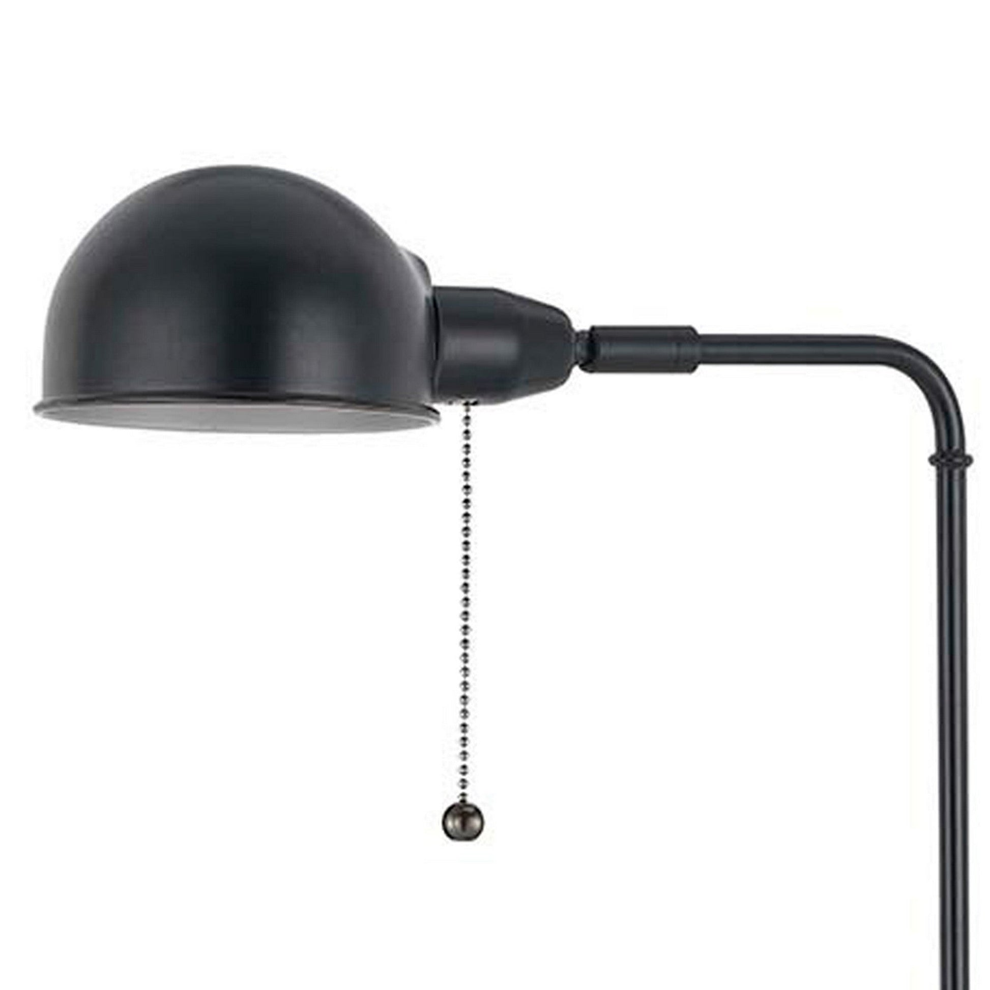 Benzara Black Adjustable Height Metal Pharmacy Floor Lamp With Pull Chain Switch