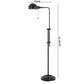 Benzara Black Adjustable Height Metal Pharmacy Floor Lamp With Pull Chain Switch