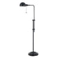 Benzara Black Adjustable Height Metal Pharmacy Floor Lamp With Pull Chain Switch