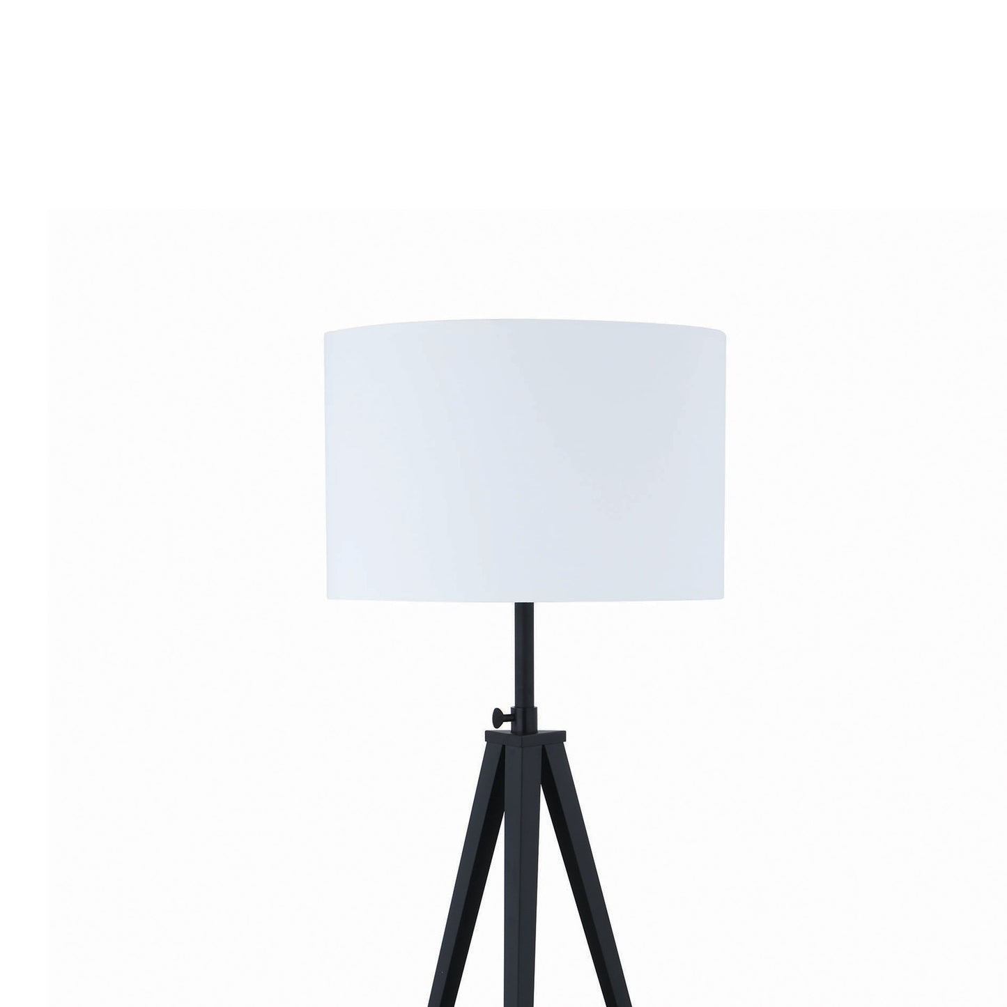 Benzara Black Height Adjustable Metal Tripod Floor Lamp With White Fabric Shade