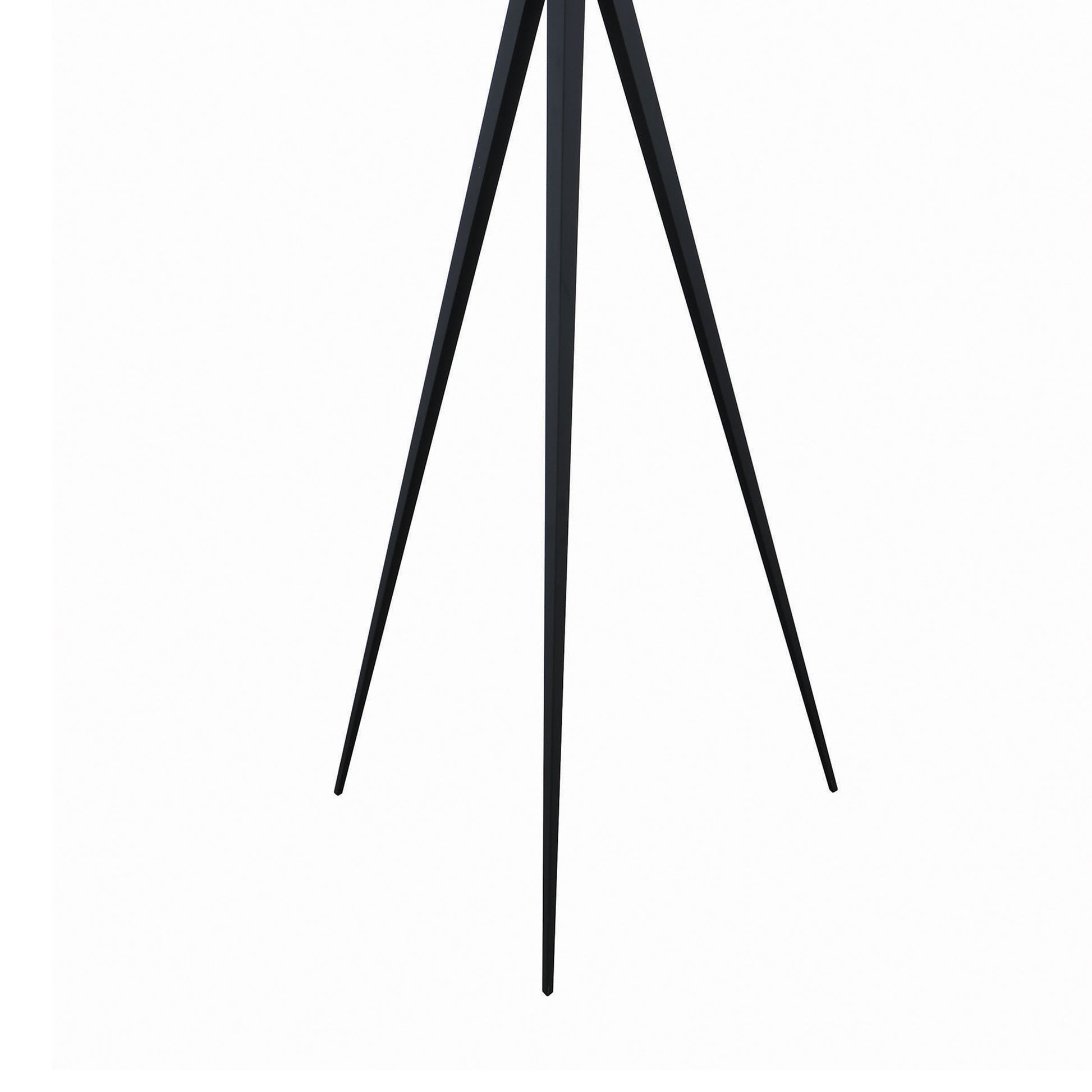 Benzara Black Height Adjustable Metal Tripod Floor Lamp With White Fabric Shade