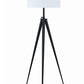 Benzara Black Height Adjustable Metal Tripod Floor Lamp With White Fabric Shade