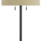 Benzara Black Metal Body Floor Lamp With Fabric Drum Shade and Pull Chain Switch