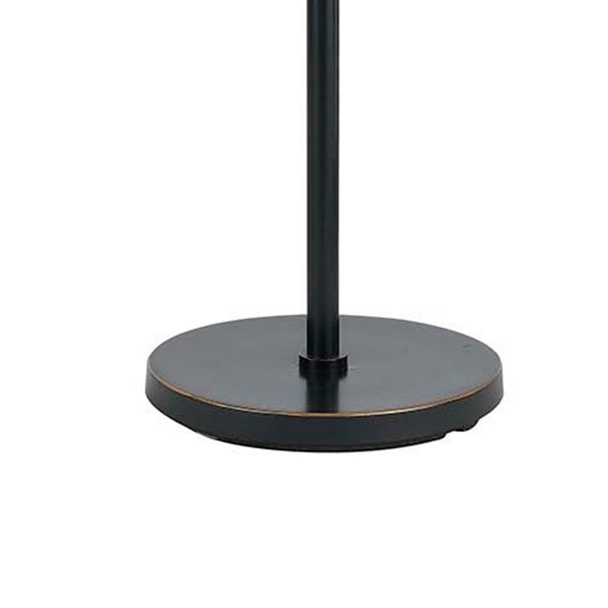 Benzara Black Metal Body Floor Lamp With Fabric Drum Shade and Pull Chain Switch