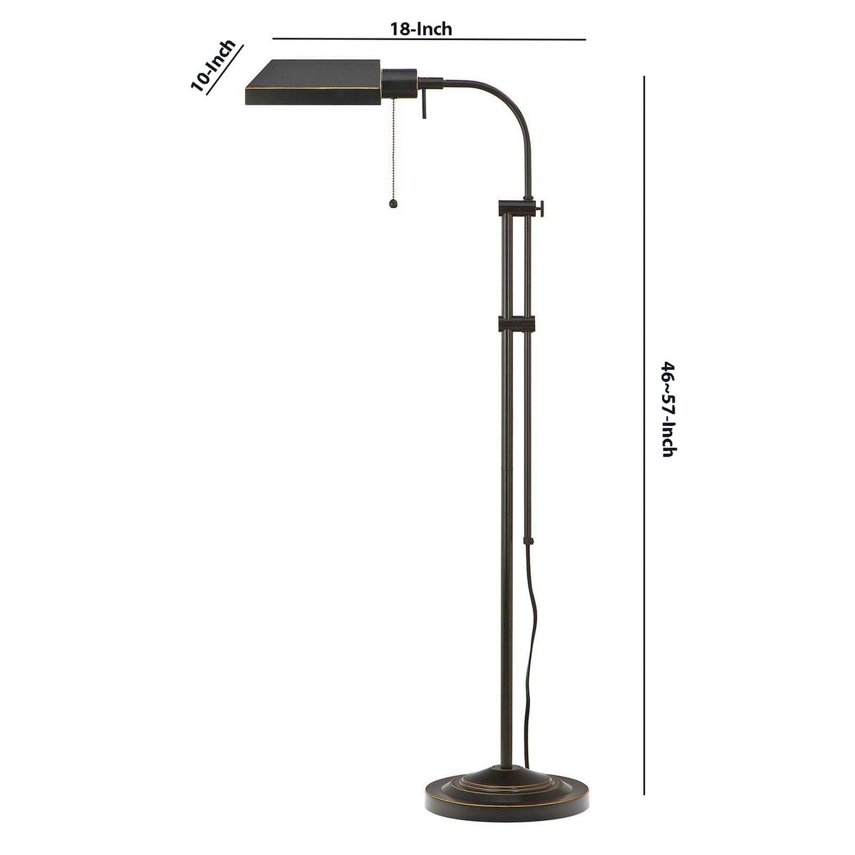 Benzara Black Metal Rectangular Floor Lamp With Adjustable Pole