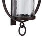 Benzara Black Metal Wall Sconce With Glass Hurricane and Chain Design Holder