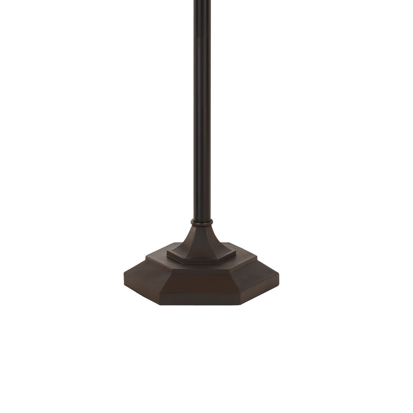 Benzara Black Polyresin Floor Lamp With Multicolored Glass Shade and Pull Chain Switch