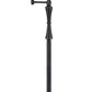 Benzara Black Swing Arm Metal Body Floor Lamp With Beige Fabric Tapered Bell Shade and Block Base