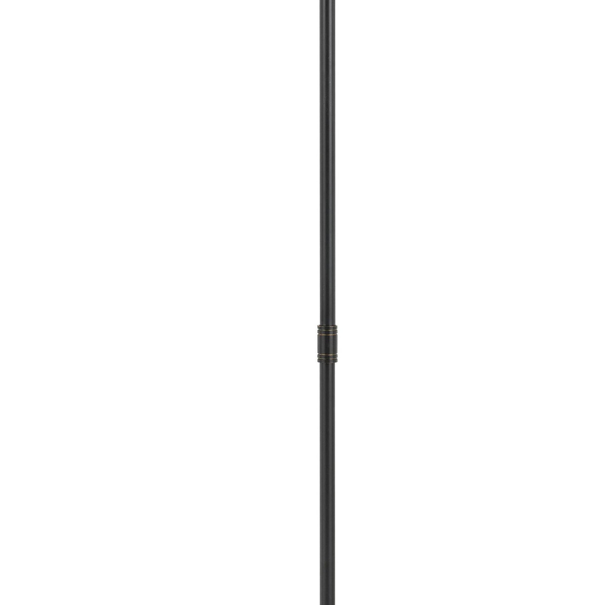 Benzara Black Tubular Metal Stand Floor Lamp With Swing Arm and Beige Shade