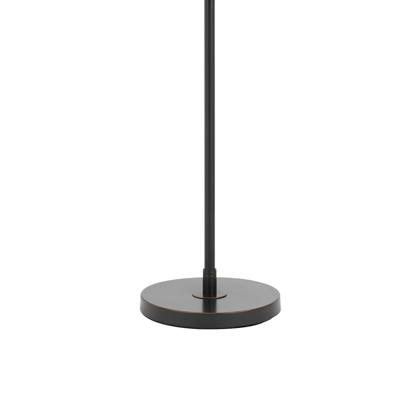 Benzara Black Tubular Metal Stand Floor Lamp With Swing Arm and Beige Shade