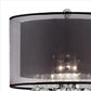 Benzara Black Twisted Crystal Accent Floor Lamp With Dual Fabric Shade