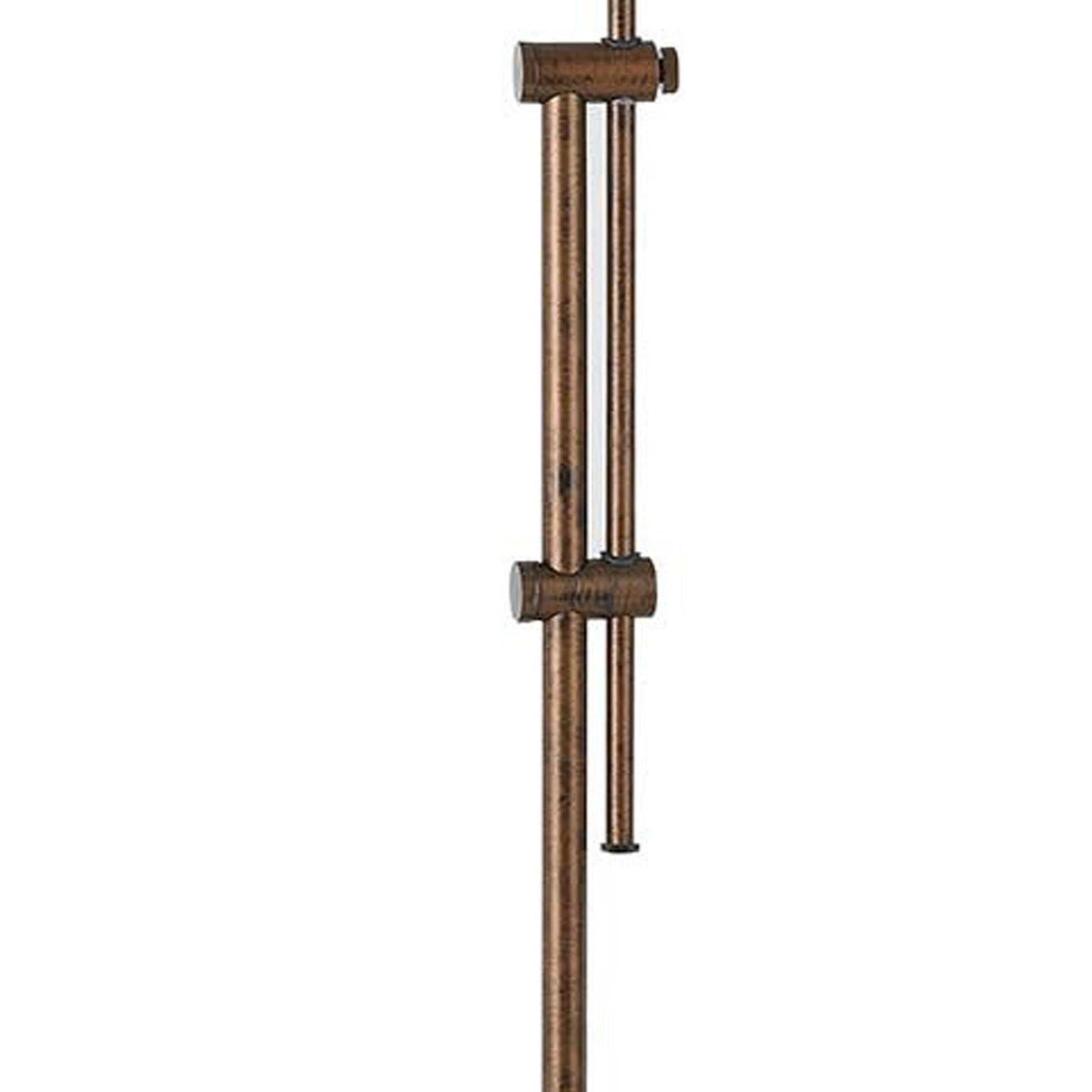 Benzara Bronze Adjustable Height Metal Pharmacy Floor Lamp With Pull Chain Switch