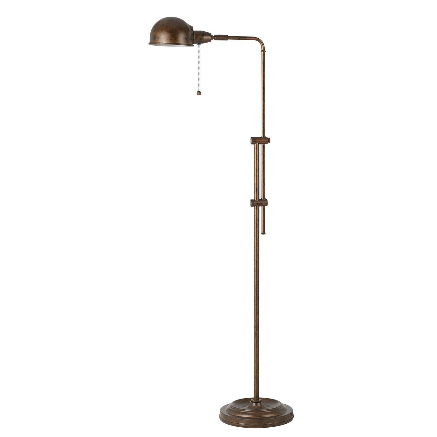 Benzara Bronze Adjustable Height Metal Pharmacy Floor Lamp With Pull Chain Switch