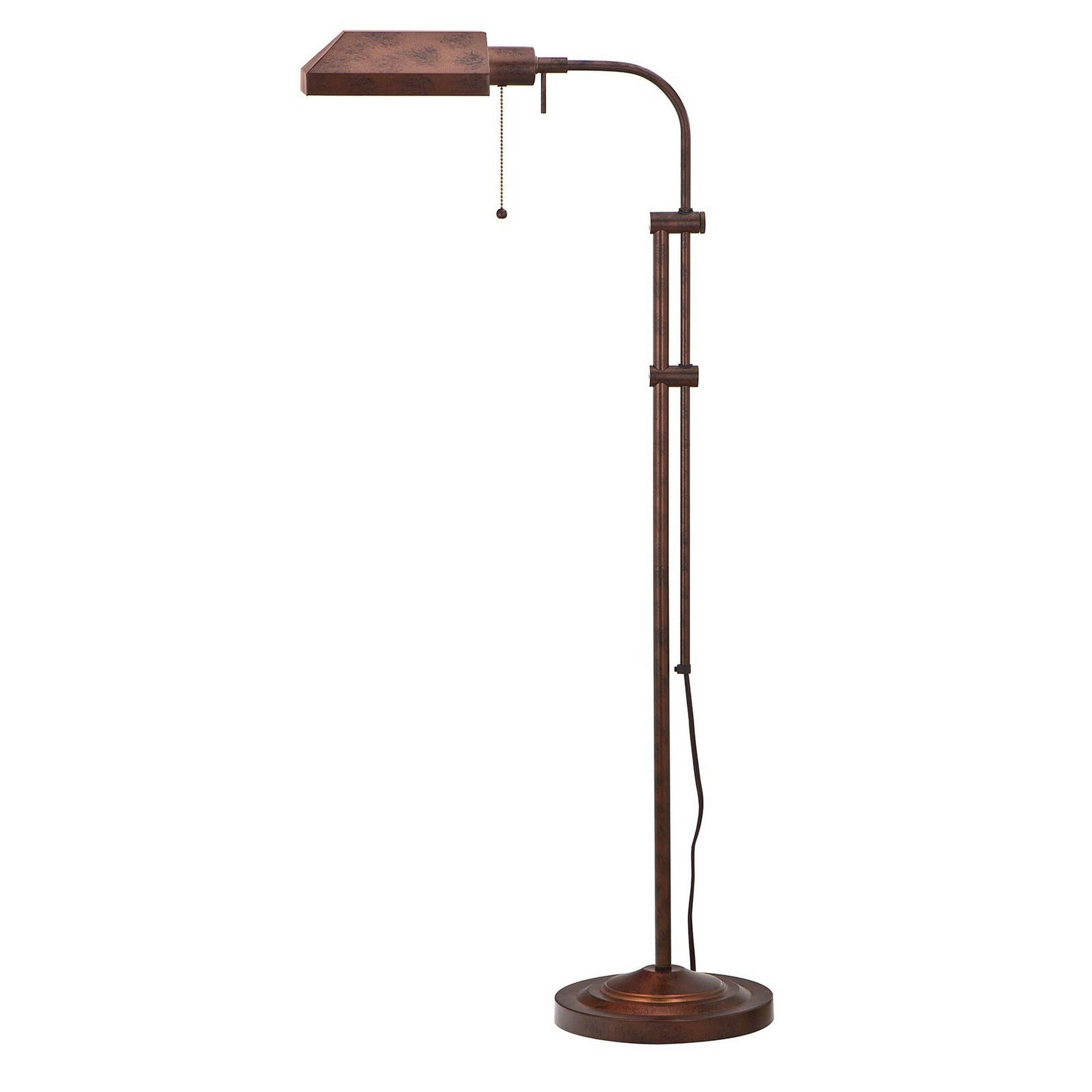 Benzara Bronze Metal Rectangular Floor Lamp With Adjustable Pole