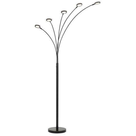 Benzara Brown Metal Arc Floor Lamp With Integrated LED Light