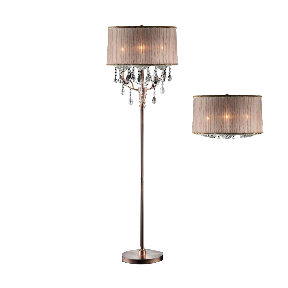 Benzara Cecelia Crystal Floor Lamp With Antler Design