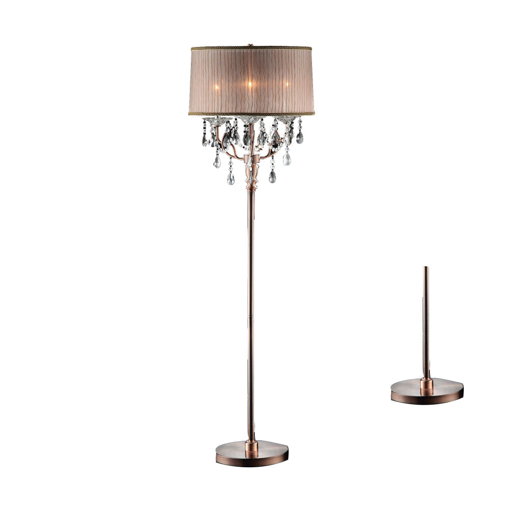 Benzara Cecelia Crystal Floor Lamp With Antler Design