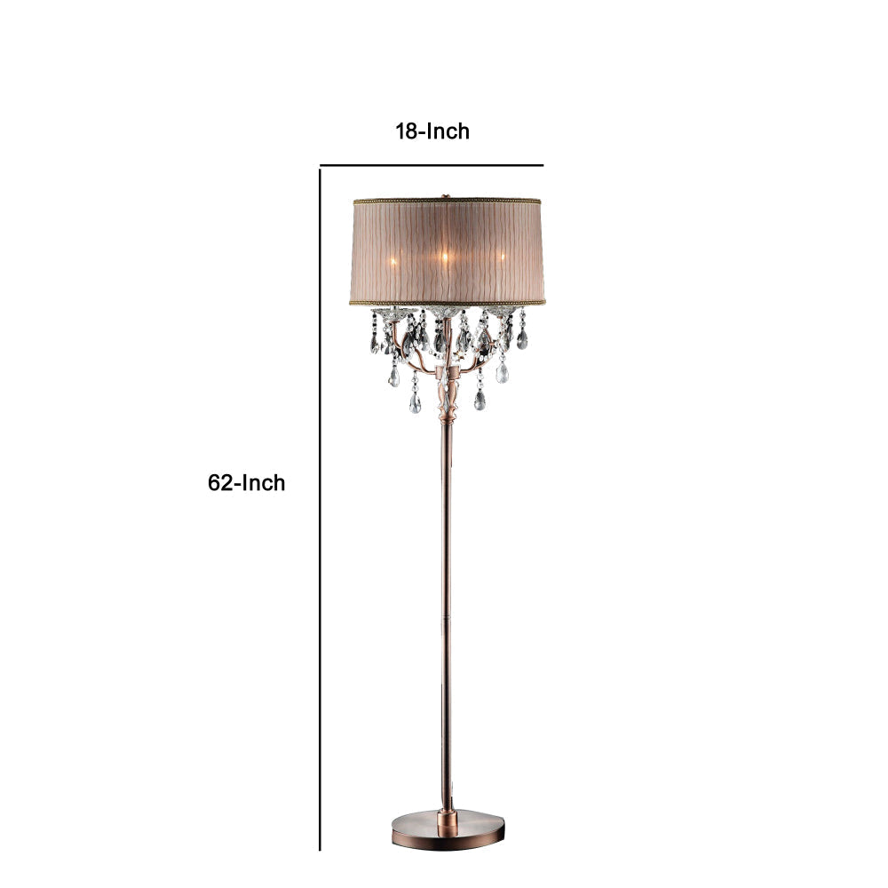 Benzara Cecelia Crystal Floor Lamp With Antler Design