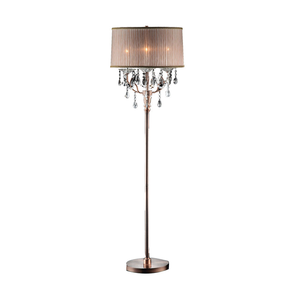 Benzara Cecelia Crystal Floor Lamp With Antler Design