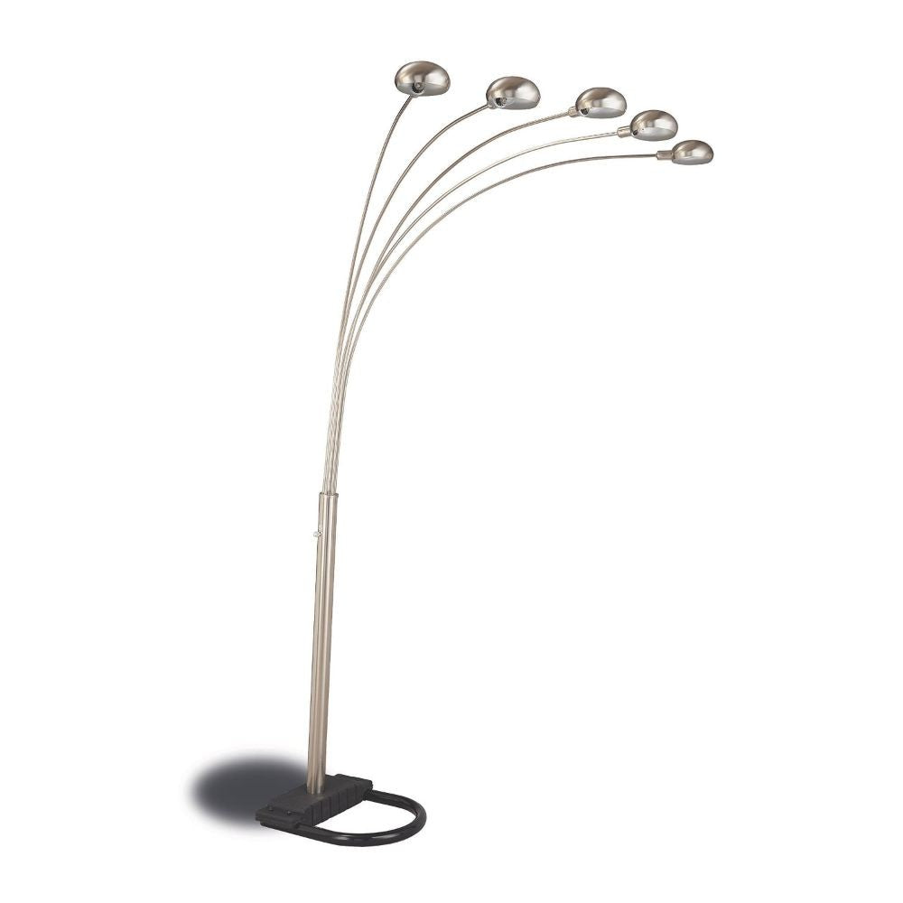 Benzara Chrome Modern Floor Lamp With Black Bottom Base