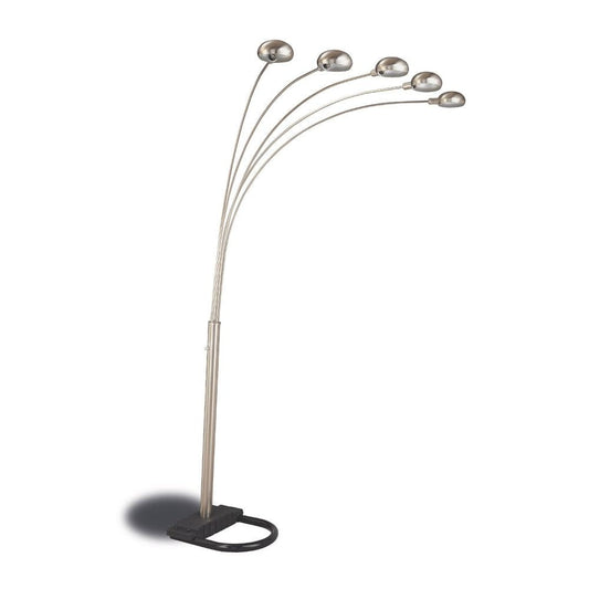 Benzara Chrome Modern Floor Lamp With Black Bottom Base