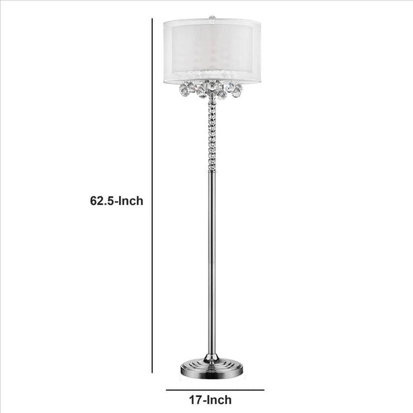 Benzara Clear Twisted Crystal Accent Floor Lamp With Dual Fabric Shade