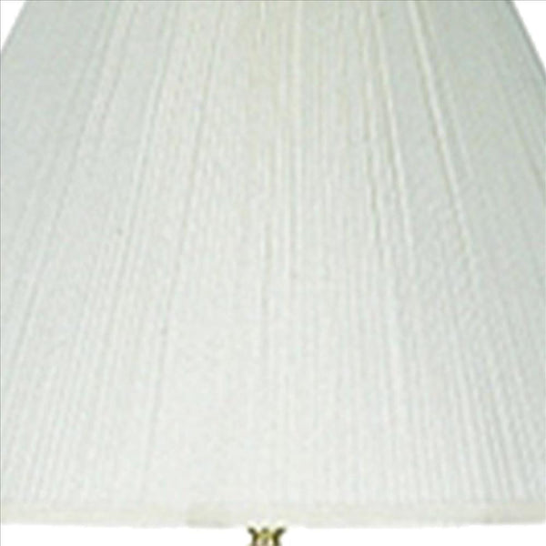 Benzara Cream Stalk Design Metal Floor Lamp With Fabric Pleated Shade