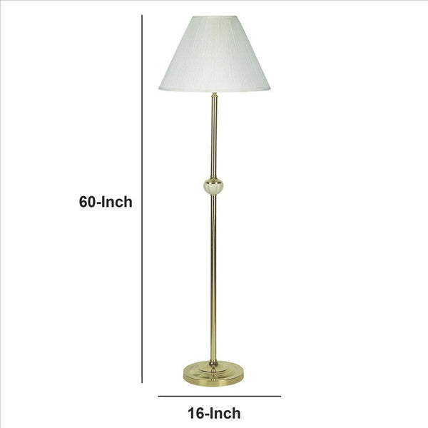 Benzara Cream Stalk Design Metal Floor Lamp With Fabric Pleated Shade