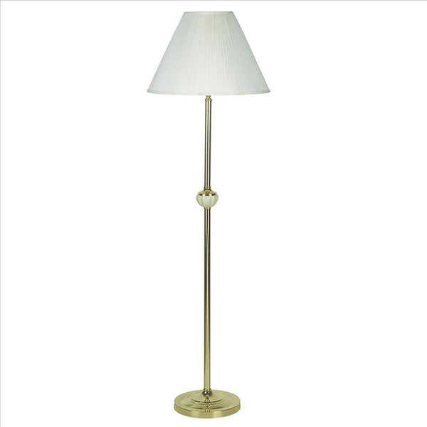 Benzara Cream Stalk Design Metal Floor Lamp With Fabric Pleated Shade