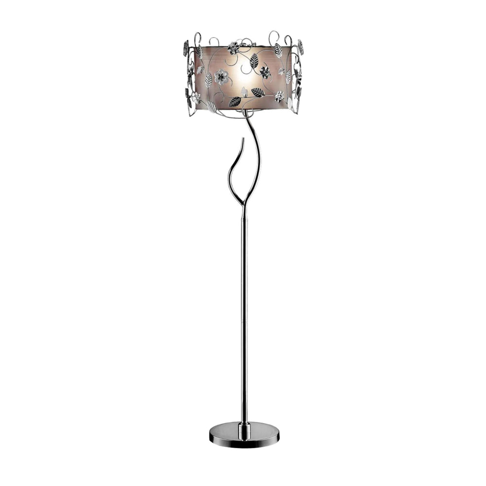 Benzara Elva Traditional Branch-Like Shape Metal Floor Lamp With Floral Wires Wrap Around The Shade