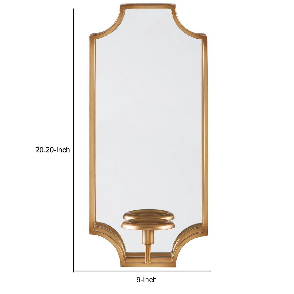 Benzara Gold Metal Frame Wall Sconce With Cut Corner Design