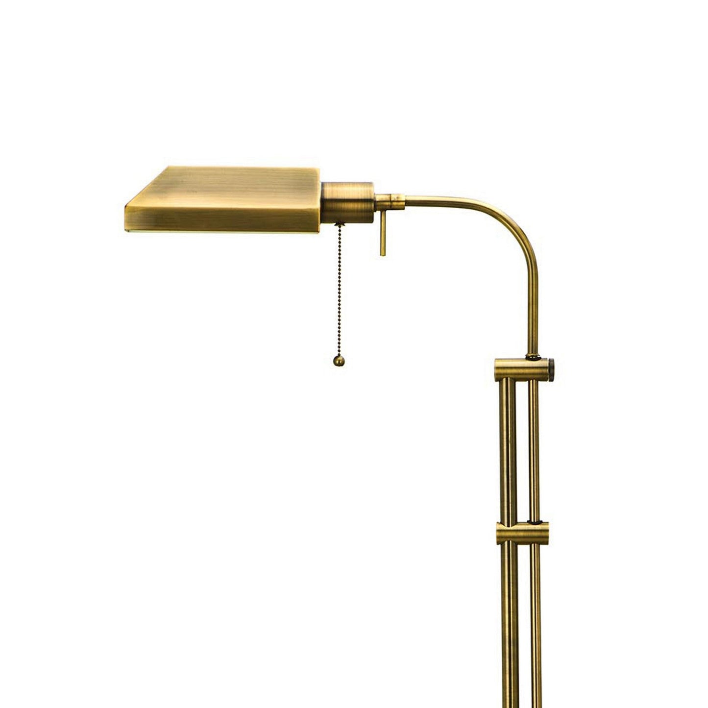 Benzara Gold Metal Rectangular Floor Lamp With Adjustable Pole