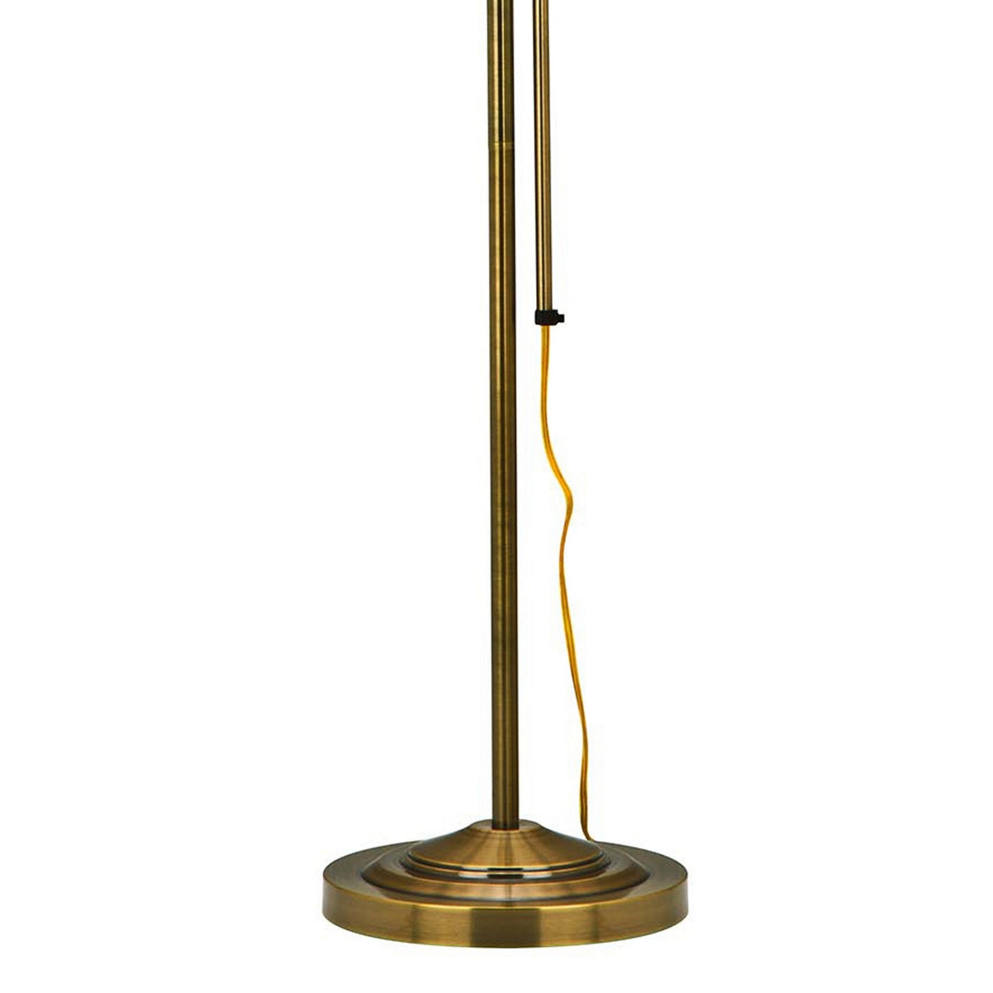 Benzara Gold Metal Rectangular Floor Lamp With Adjustable Pole