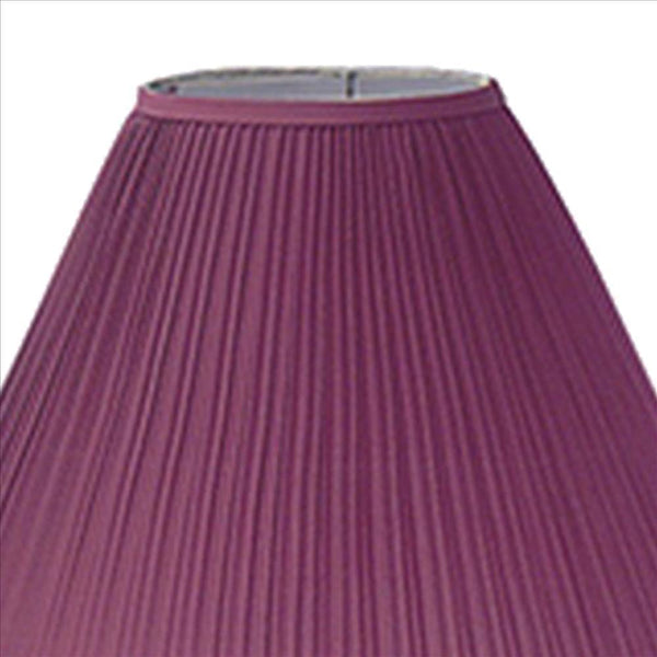 Benzara Pink Stalk Design Metal Floor Lamp With Fabric Pleated Shade