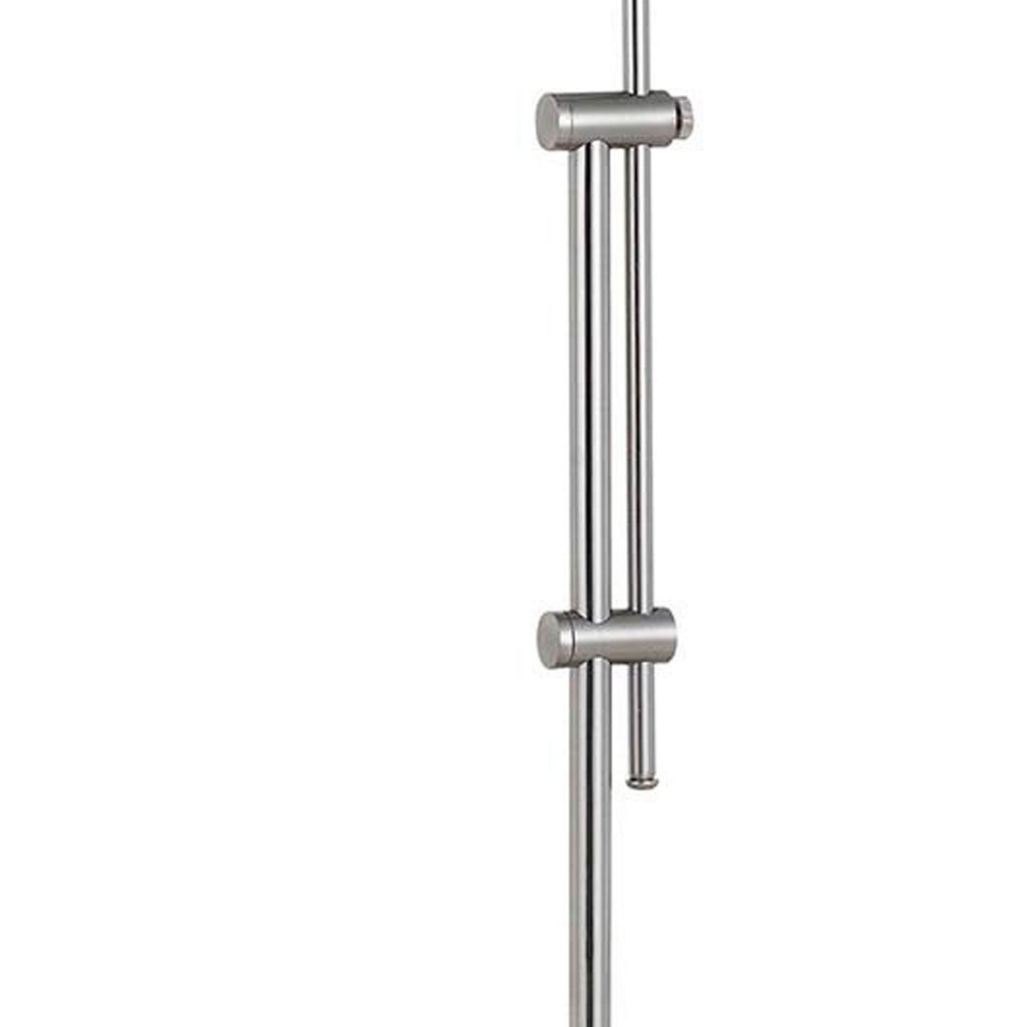 Benzara Silver Adjustable Height Metal Pharmacy Floor Lamp With Pull Chain Switch