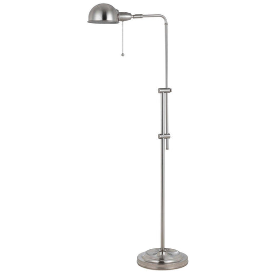 Benzara Silver Adjustable Height Metal Pharmacy Floor Lamp With Pull Chain Switch