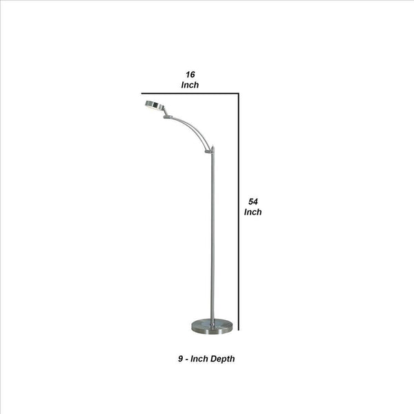 Benzara Silver Floor Lamp With Metal Tube Design Body And Adjustable Head