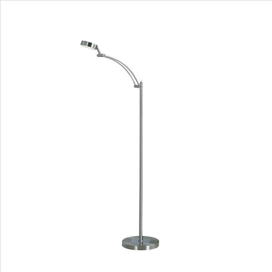 Benzara Silver Floor Lamp With Metal Tube Design Body And Adjustable Head