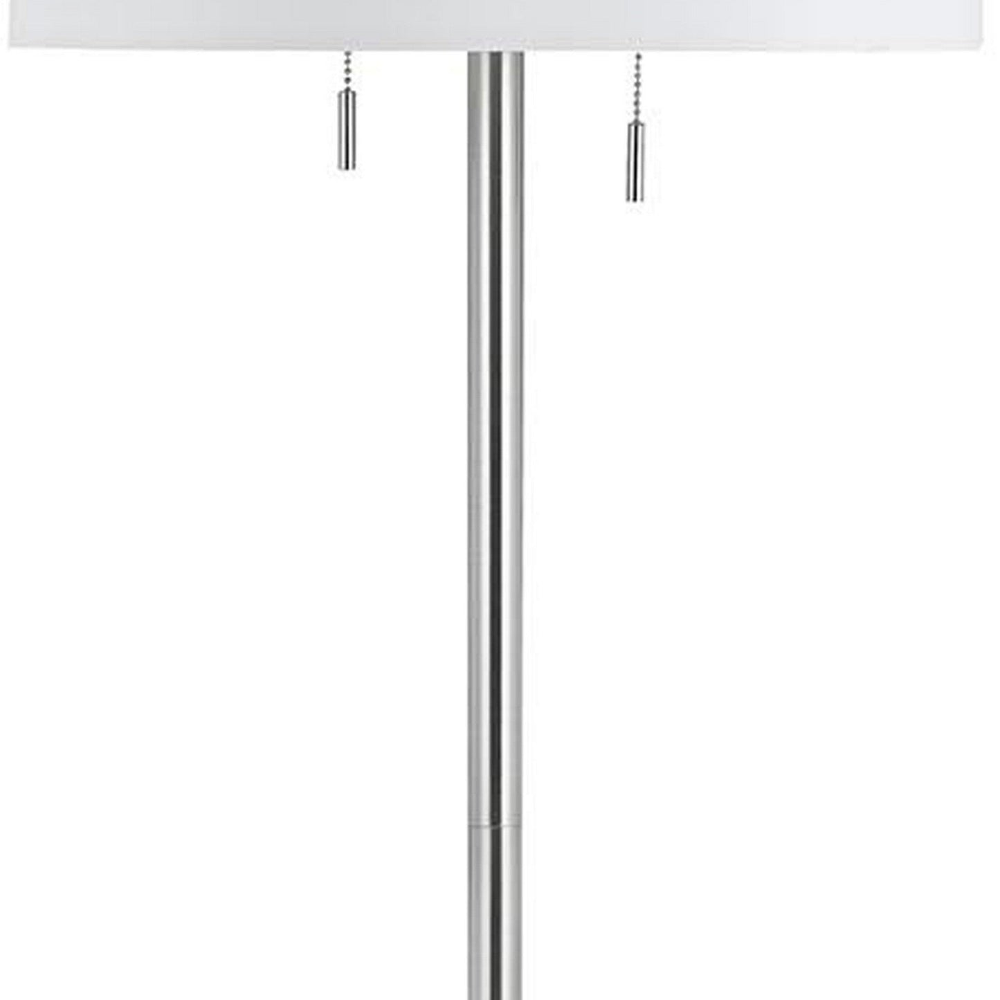 Benzara Silver Metal Body Floor Lamp With Fabric Drum Shade and Pull Chain Switch