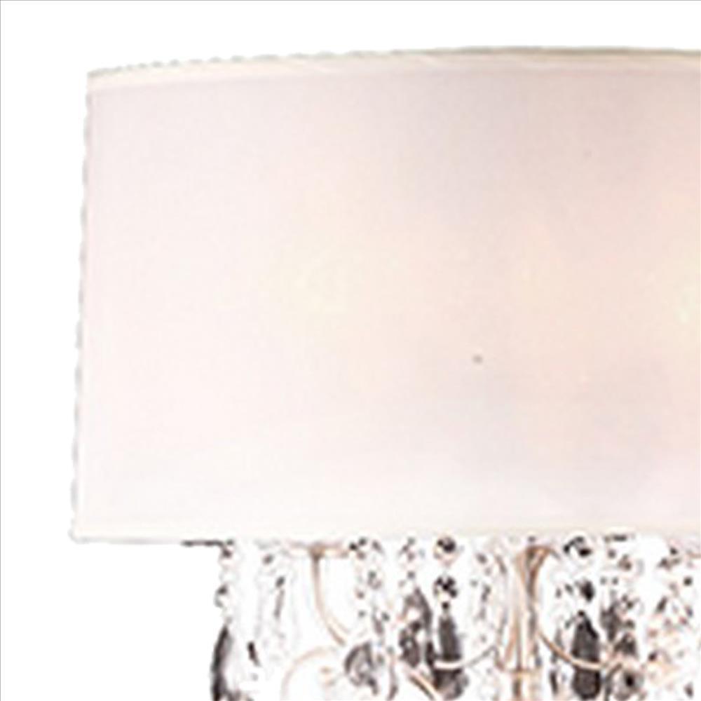 Benzara Silver Stalk Design Metal Floor Lamp With Hanging Crystal Accent